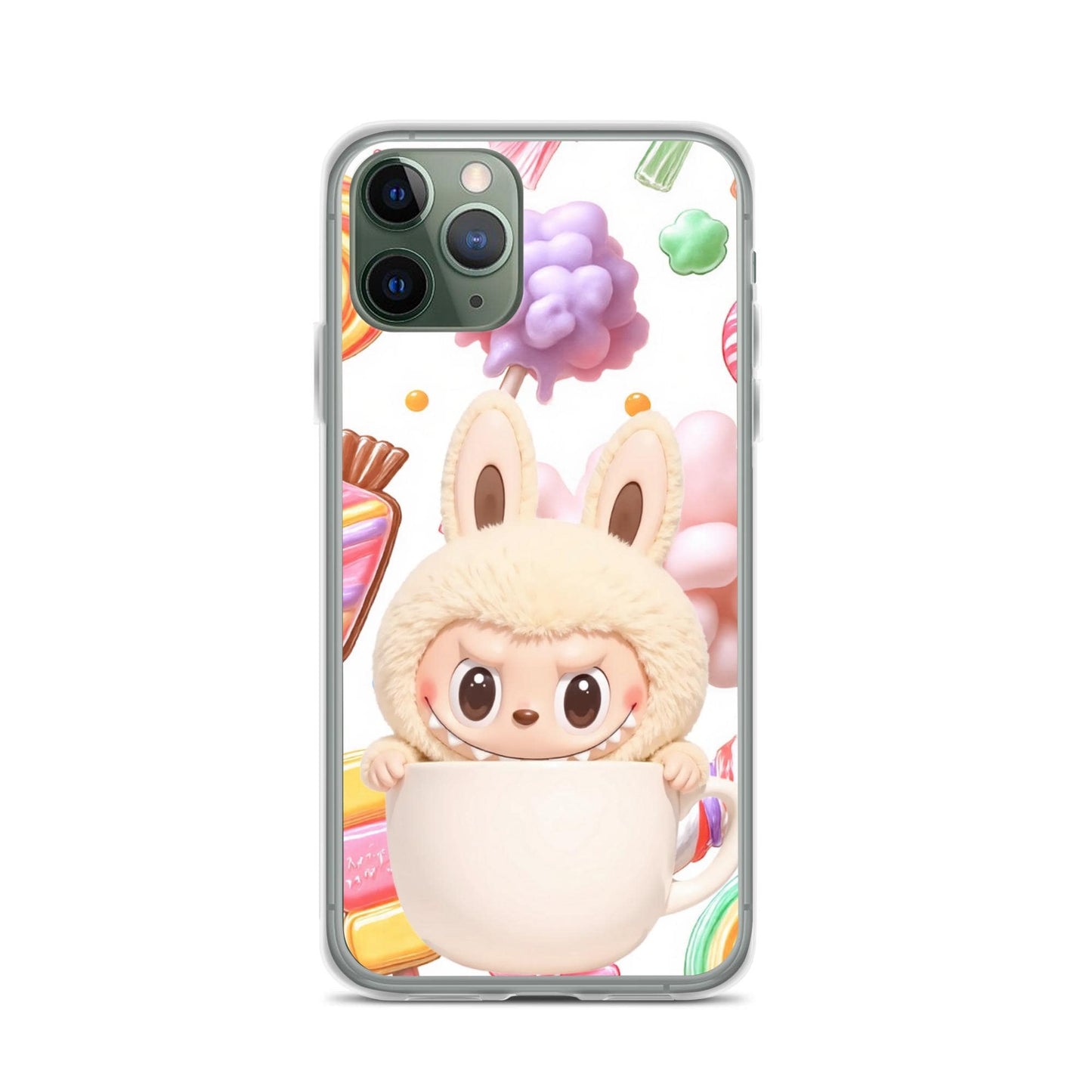 Cute Labubu character candies background Clear Phone Case
