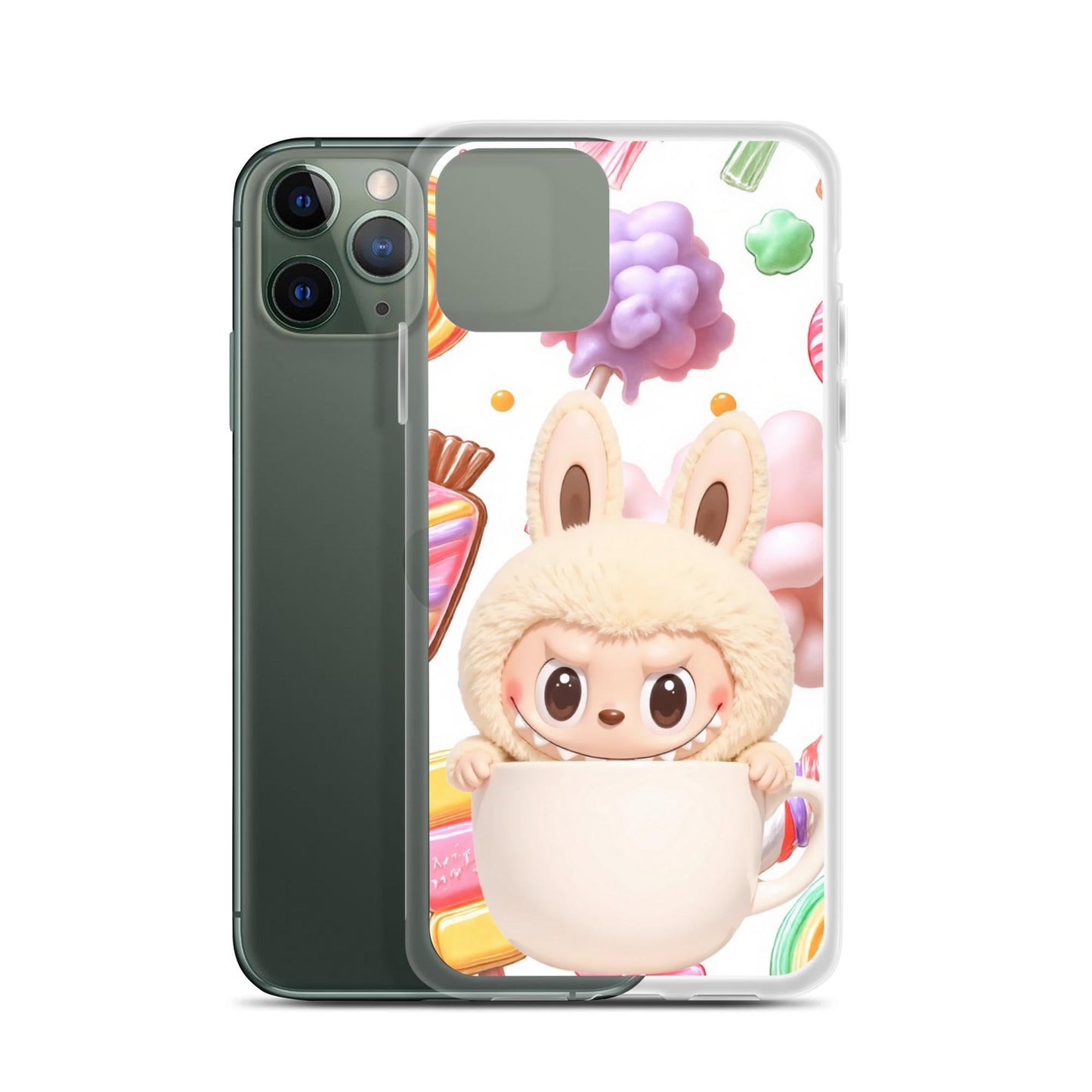 Cute Labubu character candies background Clear Phone Case