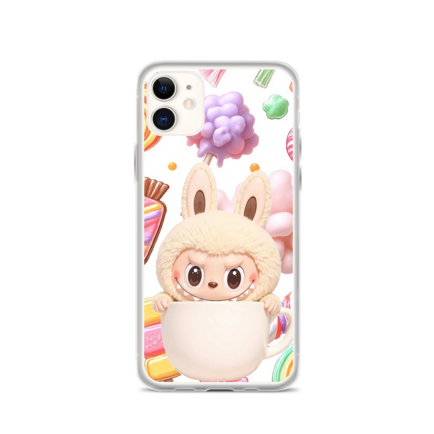 Cute Labubu character candies background Clear Phone Case