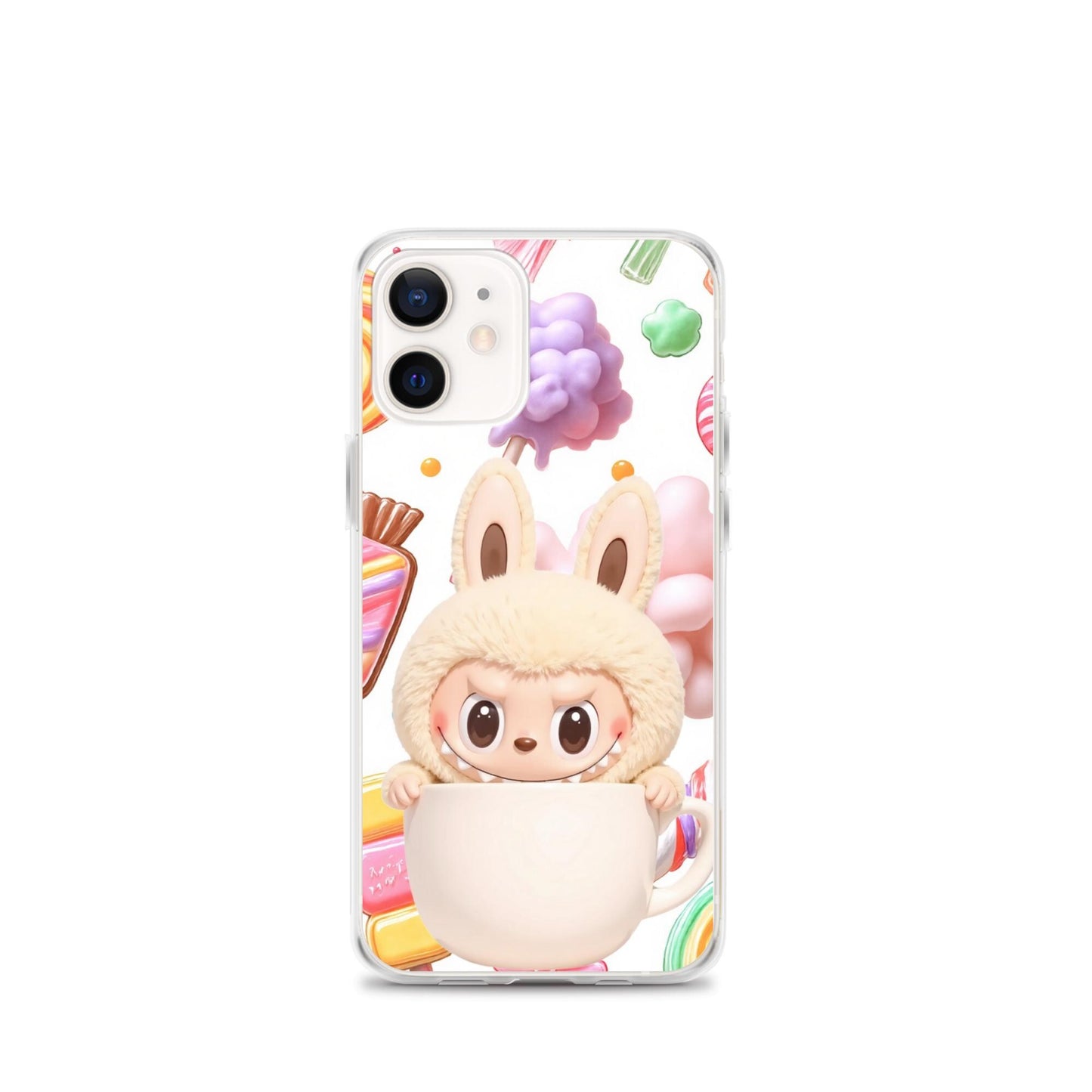 Cute Labubu character candies background Clear Phone Case