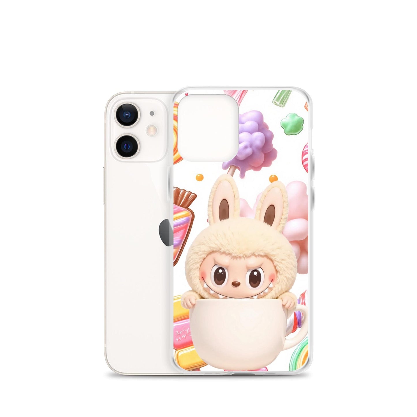 Cute Labubu character candies background Clear Phone Case