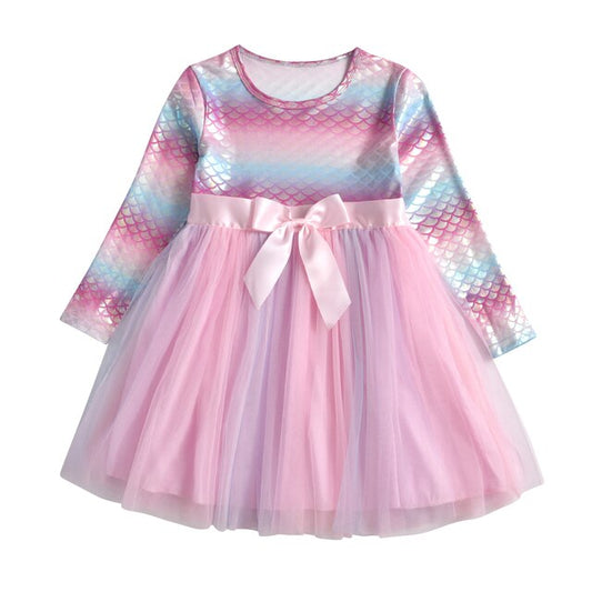 Baby Girls Dresses Flying Sleeve Winter Princess Dress For Girls Colorful Children Birthday Party Costumes Cartoon Dresses
