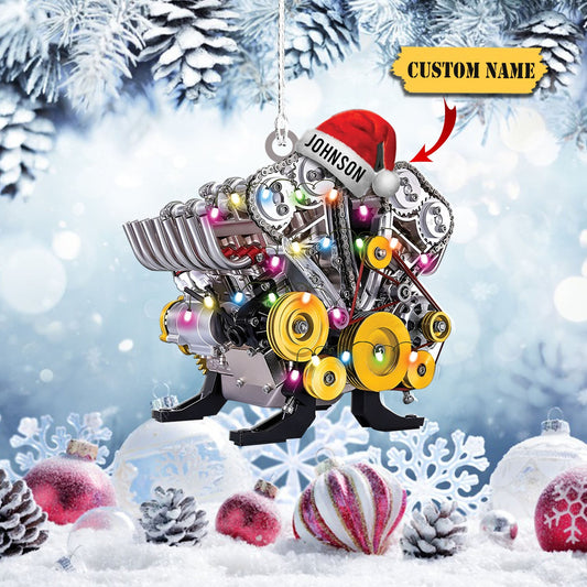 Custom Drag Racing Hot Rod V8 Engine Different Color Custom Shape Ornament, Personalized Gift For Mechanic, Custom Christmas Ornament, Ornament Christmas, Ornament For Gift