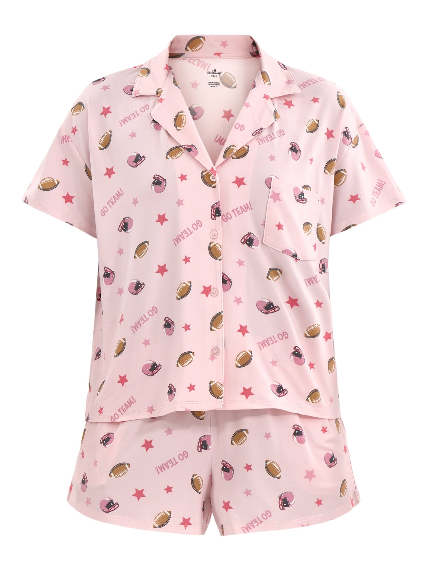 Halloween Women’s Printed Notched Top and Shorts Pajama Set from Way to Celebrate, 2-Piece