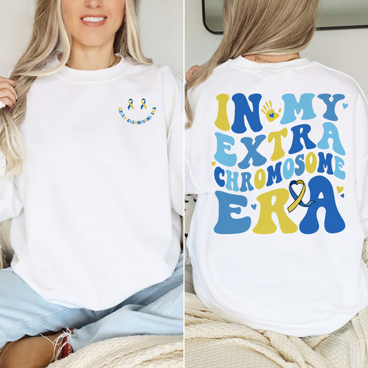 In My Extra Chromosome Era Shirt, Down Syndrome Awareness Sweatshirt, 3 21 Down Syndrome Shirt,Blue Yellow Ribbon,Down Warrior,Support tee
