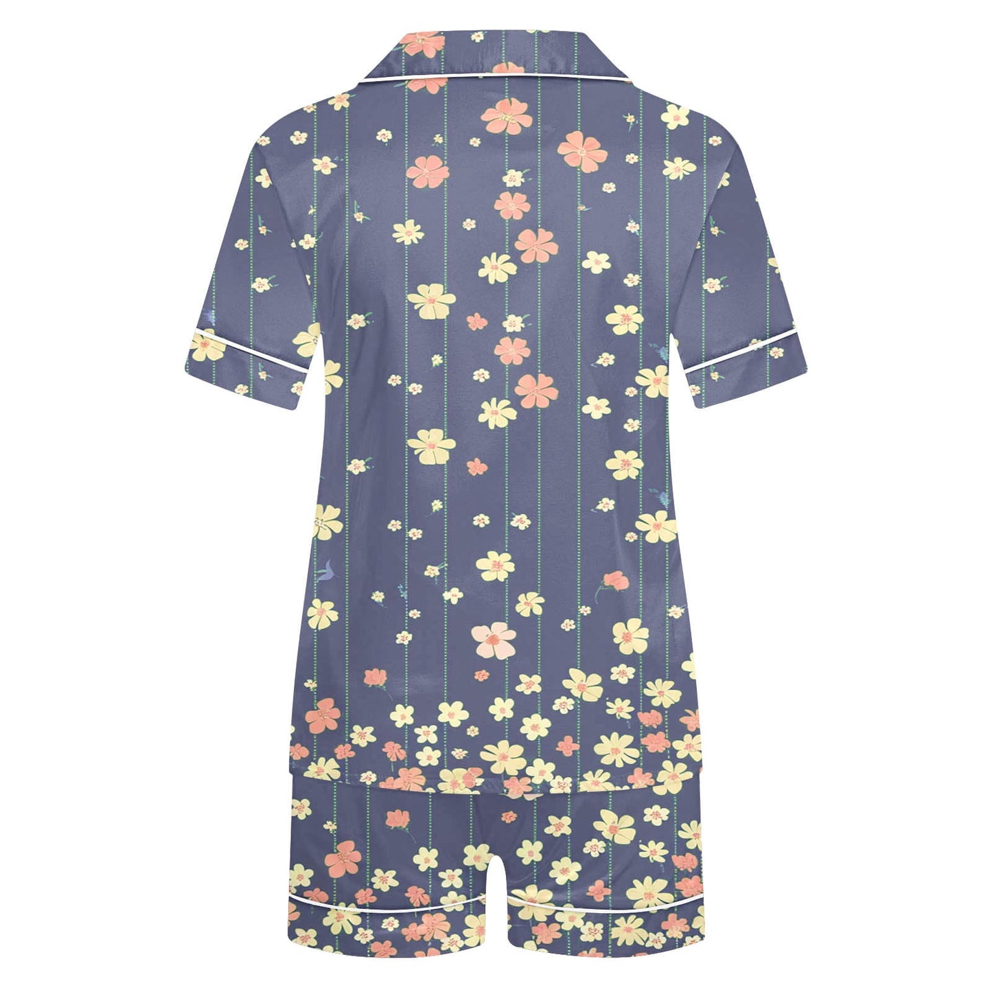Halloween Pajamas Fashion Casual Printed Short Sleeve Lapel Top with Shorts Loose Comfortable Home Pajama Set Green