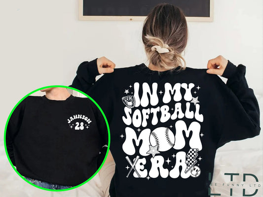 Personalized In My Softball Mom Era Shirt, Mothers Day Gift, Retro Sport Mom, Softball Mama Shirt, Team Mom Gift,Proud Softball Mama Shirt