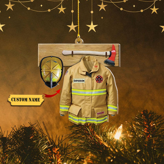 Personalized Firefighter Christmas Uniform Set Ornaments, Christmas Gift for Firefighter