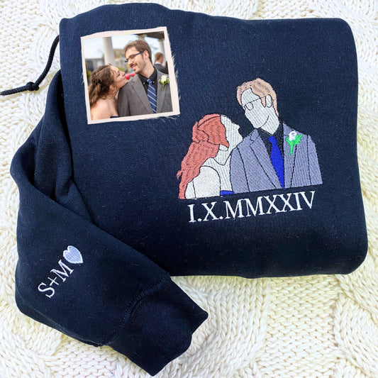 Personalized Anniversary Gifts for Couples, Custom Embroidered Sweatshirt Hoodie Matching Wedding 1 - 50 Year