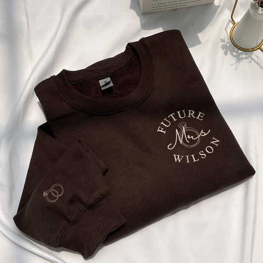 Personalized Bridal Shower Gift for Future Daughter in Law with Embroidered Future MRS Sweatshirt