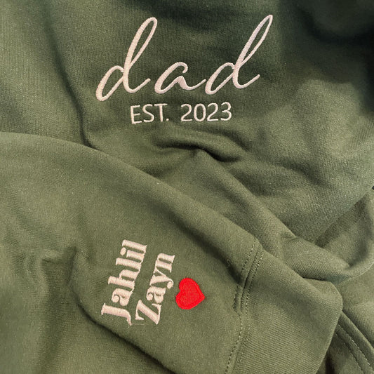 Personalized Gift for Papa with Embroidered Est Year Sweatshirt or Hoodie