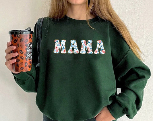 Retro Floral Mama T-shirt, Mom Shirt for Mom for Mother's Day, Mama T-shirt, Shirt for Mom for Mother's Day, Mama gift