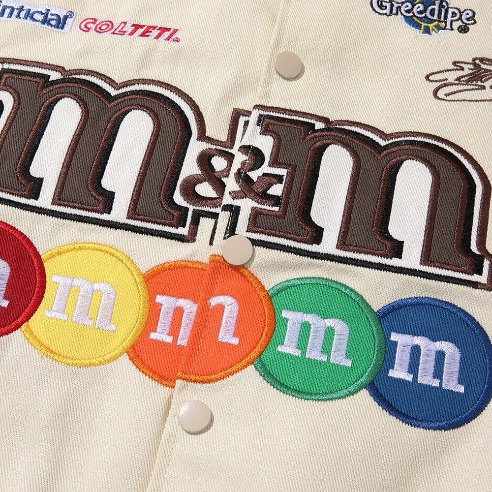 Hip Hop Men Harajuku Jacket Embroidery M Letter Print Varsity Racing Jackets Women Vintage Patch College Oversized Coat Couple