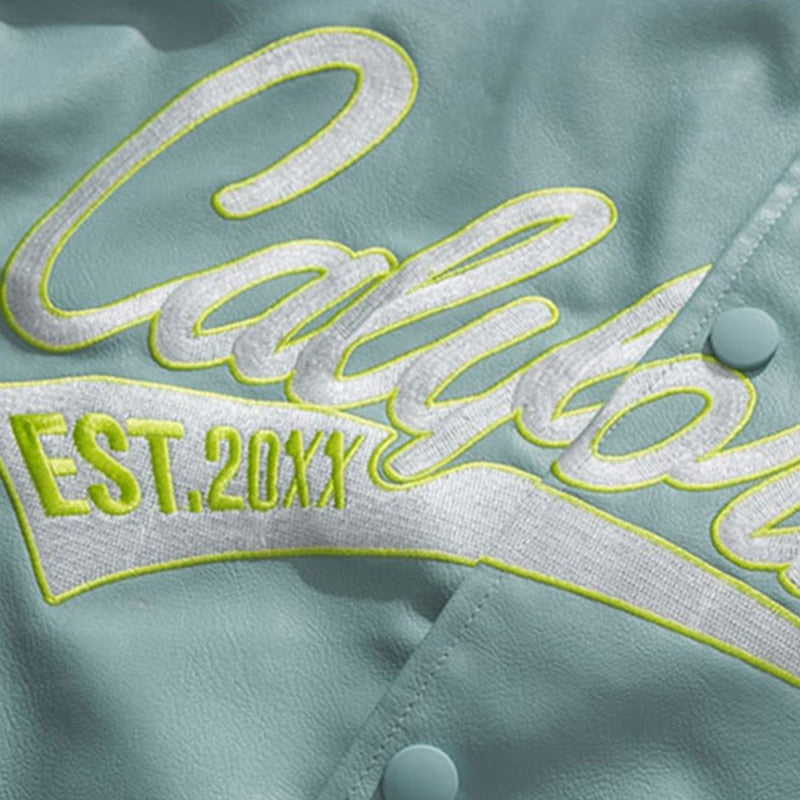 Bróidnéireacht Píolótach Baseball Jacket Fir Hip-Hop Streetwear PU Leathar Varsity Buamadóir Jacket Mná 2023 Nua Harajuku Cótaí Scaoilte