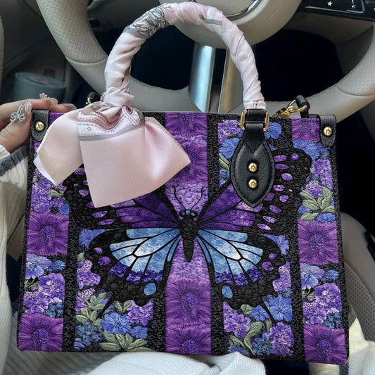 Leather Bag Purple Butterfly Dream