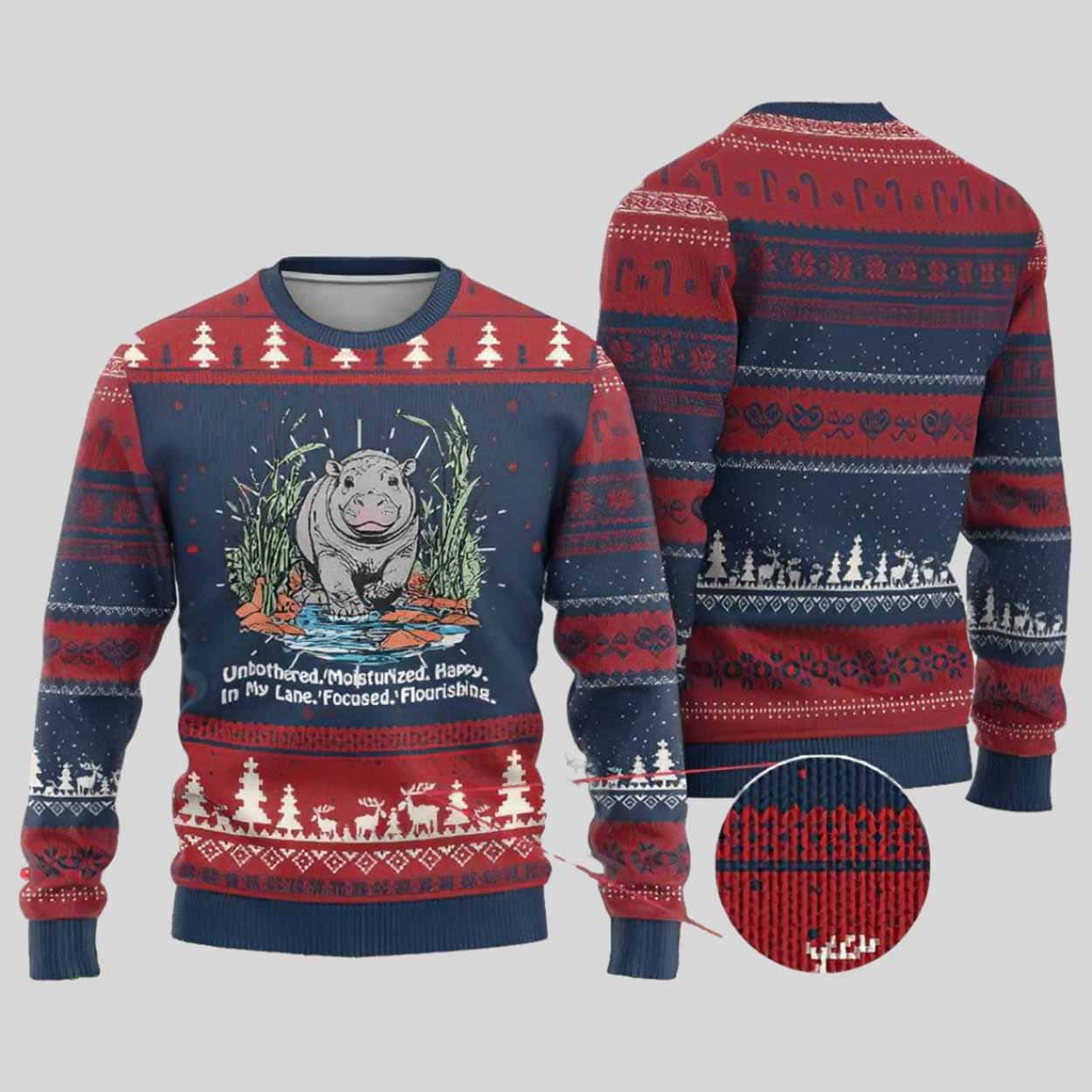 Unbothered Bouncy Pig Meme Cute Viral Ugly Christmas Sweater