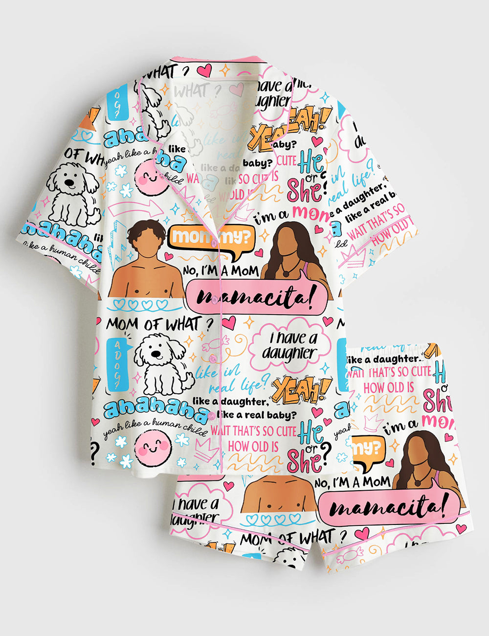 Women’s Mommy Mamacita Quote I'm a Mommy Mamacita Funny Huda Quote Reality TV Fans Print Short Sleeve Satin Pajama Set