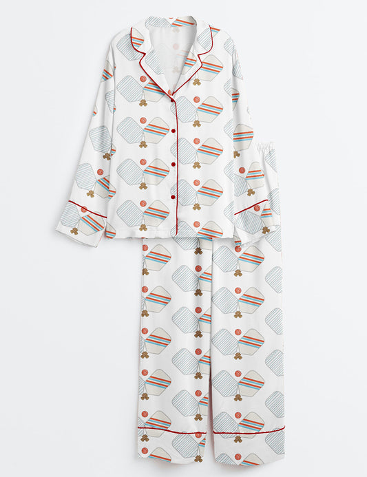 Women’s Pickleball Social Club Game Day Pickleball Lover Long Sleeve Satin Pajama Set