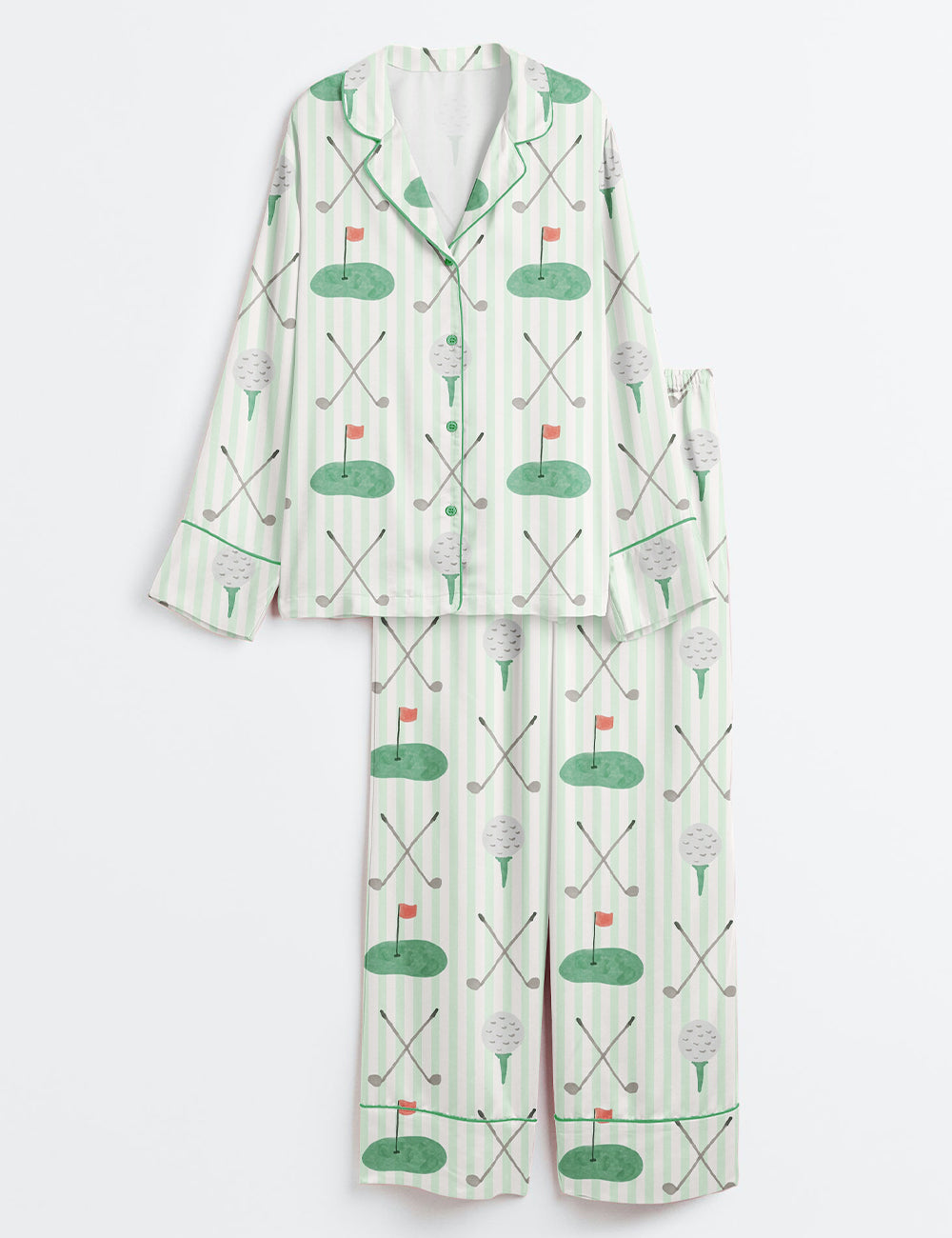 Women’s Augusta Masters Golf Tournament Golf Print Long Sleeve Satin Pajama Set