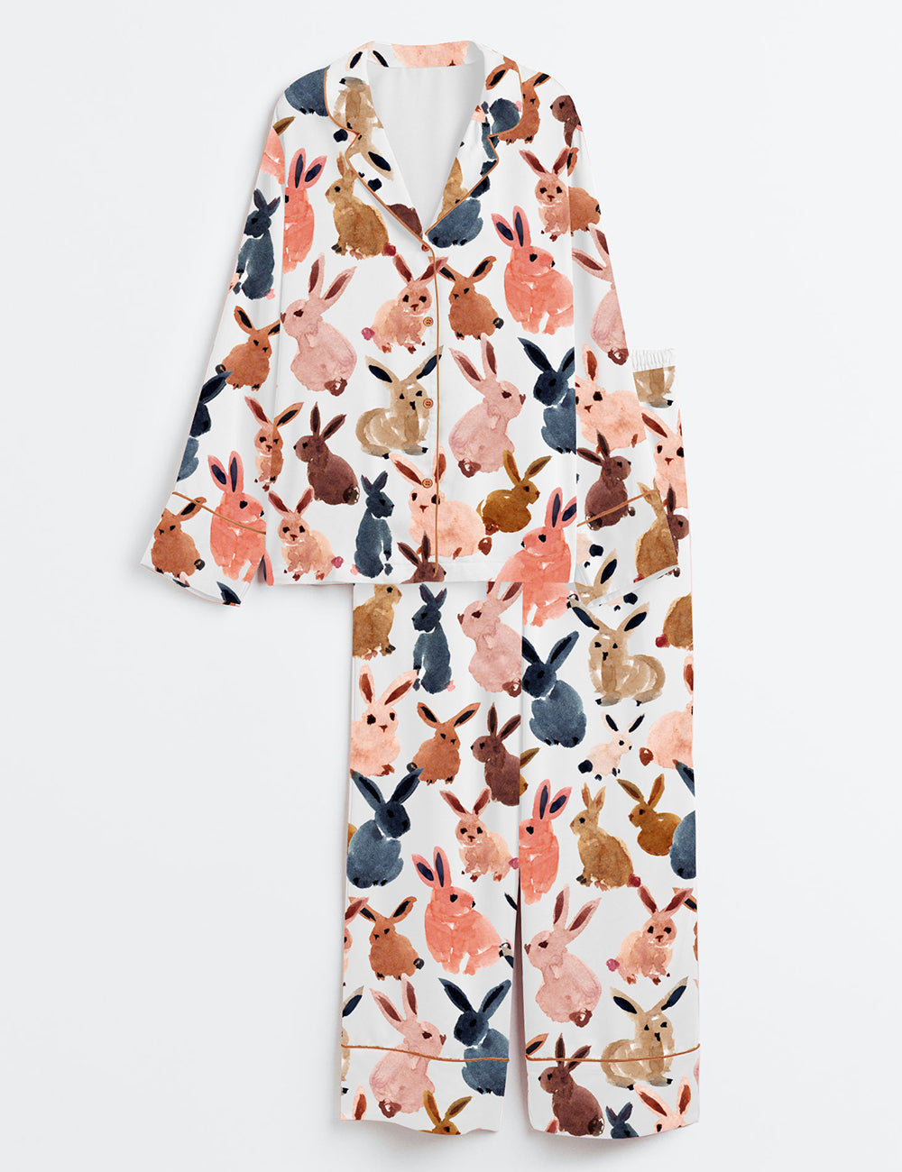 Women's Easter Bunny Long Sleeve Satin Pajama Set