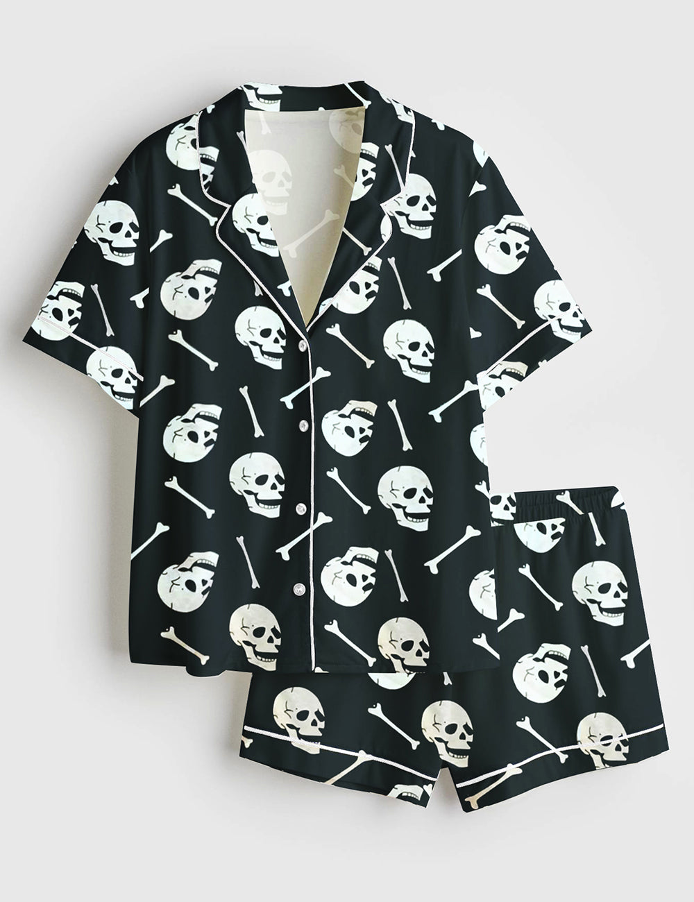 Women’s Skulls Sketlon Short Sleeve Satin Pajama Set