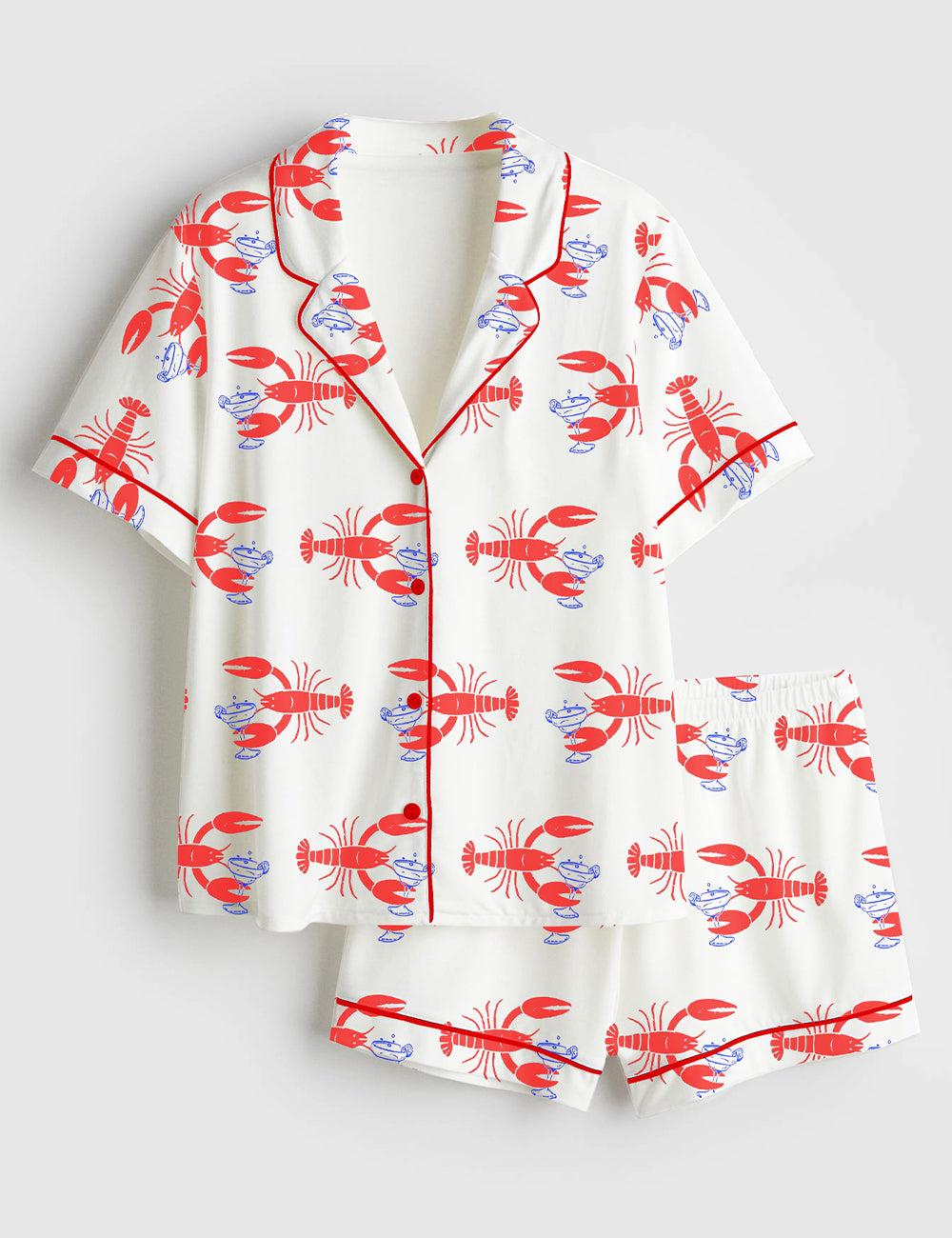 Women’s Lobster Loves Dirty Martini Short Sleeve Satin Pajama Set