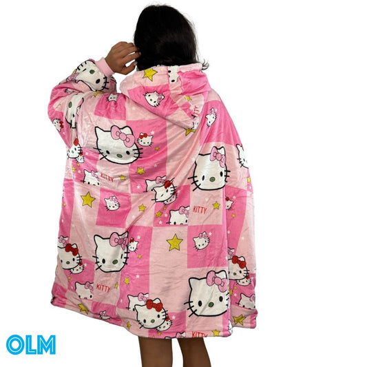 Hello Kitty  wearable Blanket Hoodie  oversize snuggle Sherpa unisex adults and kids