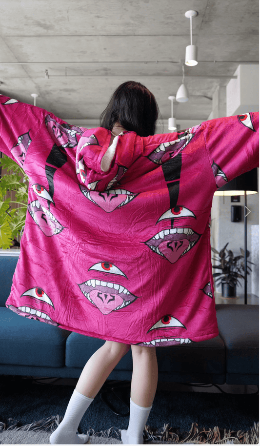 Anime wearable Blanket Hoodie  oversize snuggle Sherpa  Ryomen Sukuna Jujutsu Kaisen