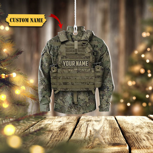 Army Uniform Shaped Ornament - Veteran Gift Ornament - Christmas Gift, Ornament For Him, Gift For Him, Ornament Christmas