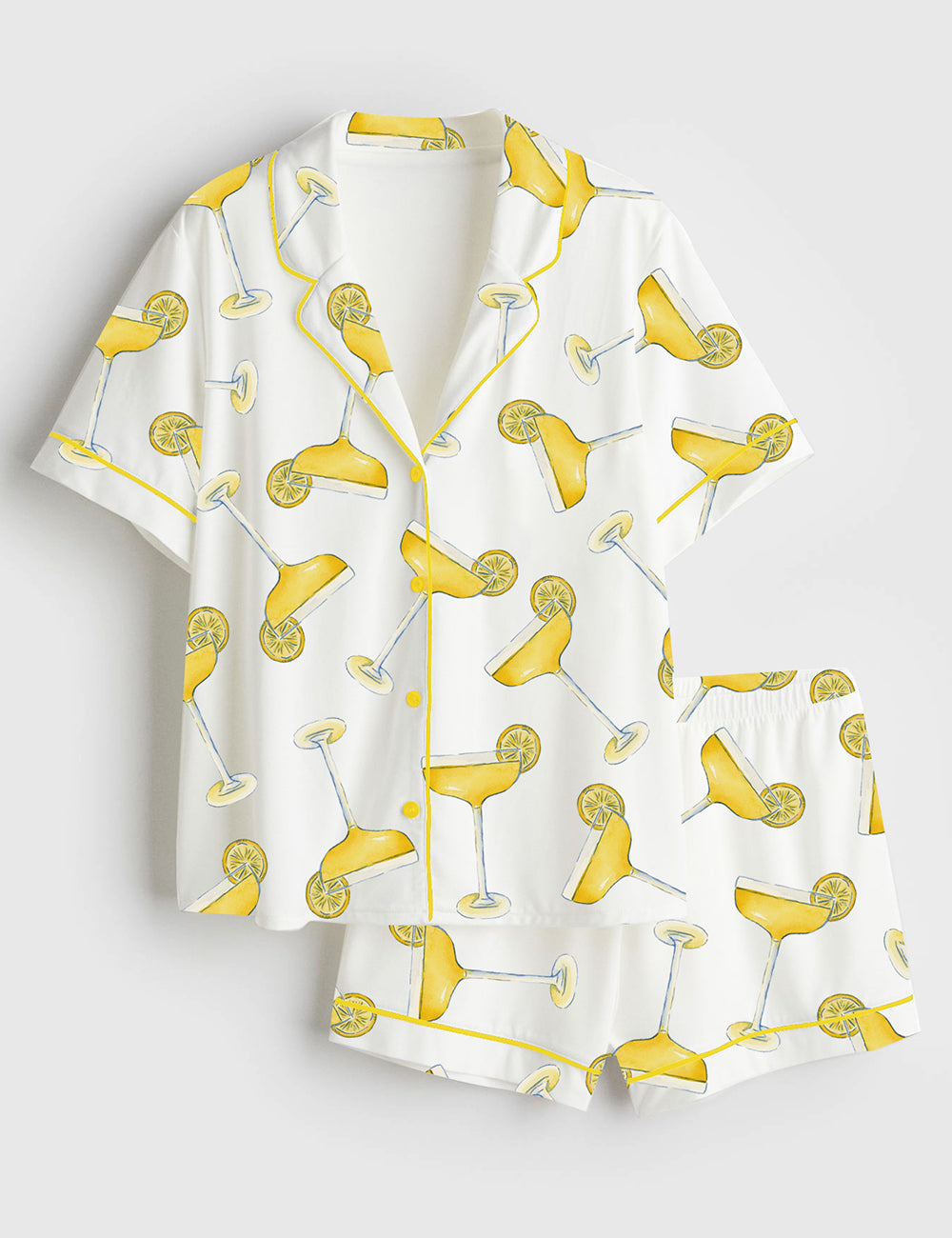 Women’s Lemon Drop Martini Cocktail Short Sleeve Satin Pajama Set