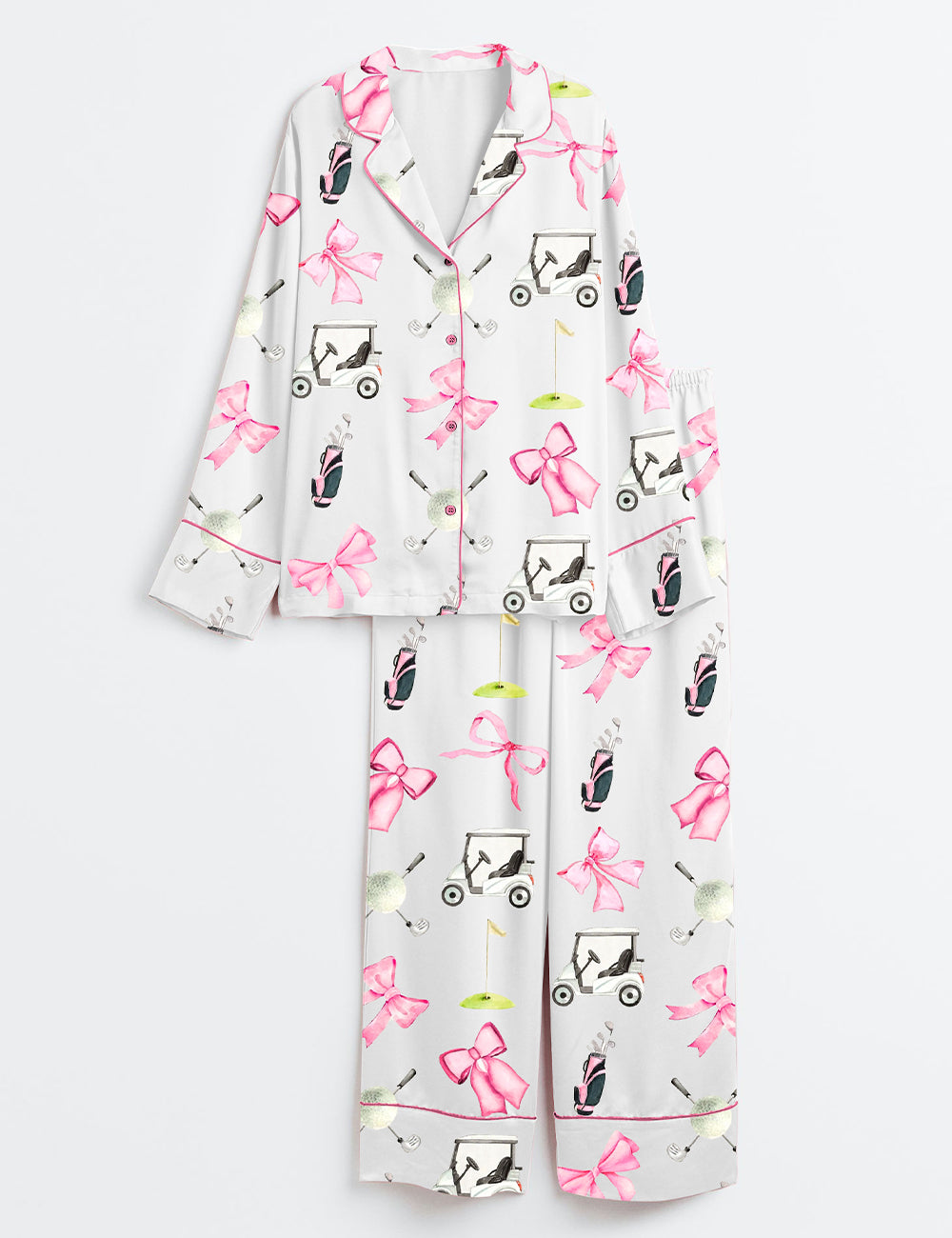 Women's Coquette Golf Long Sleeve Satin Pajama Set