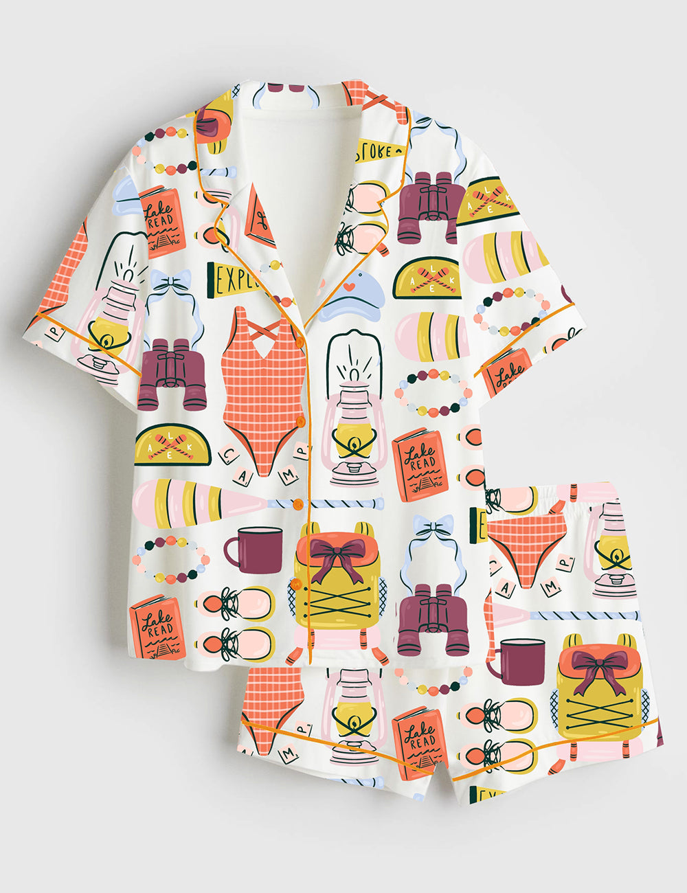 Women’s Summer Camp Short Sleeve Satin Pajama Set