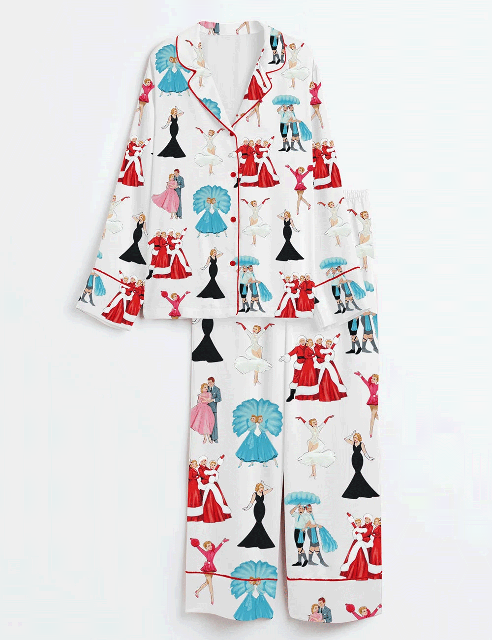 Women's White Christmas Satin Pajama Set