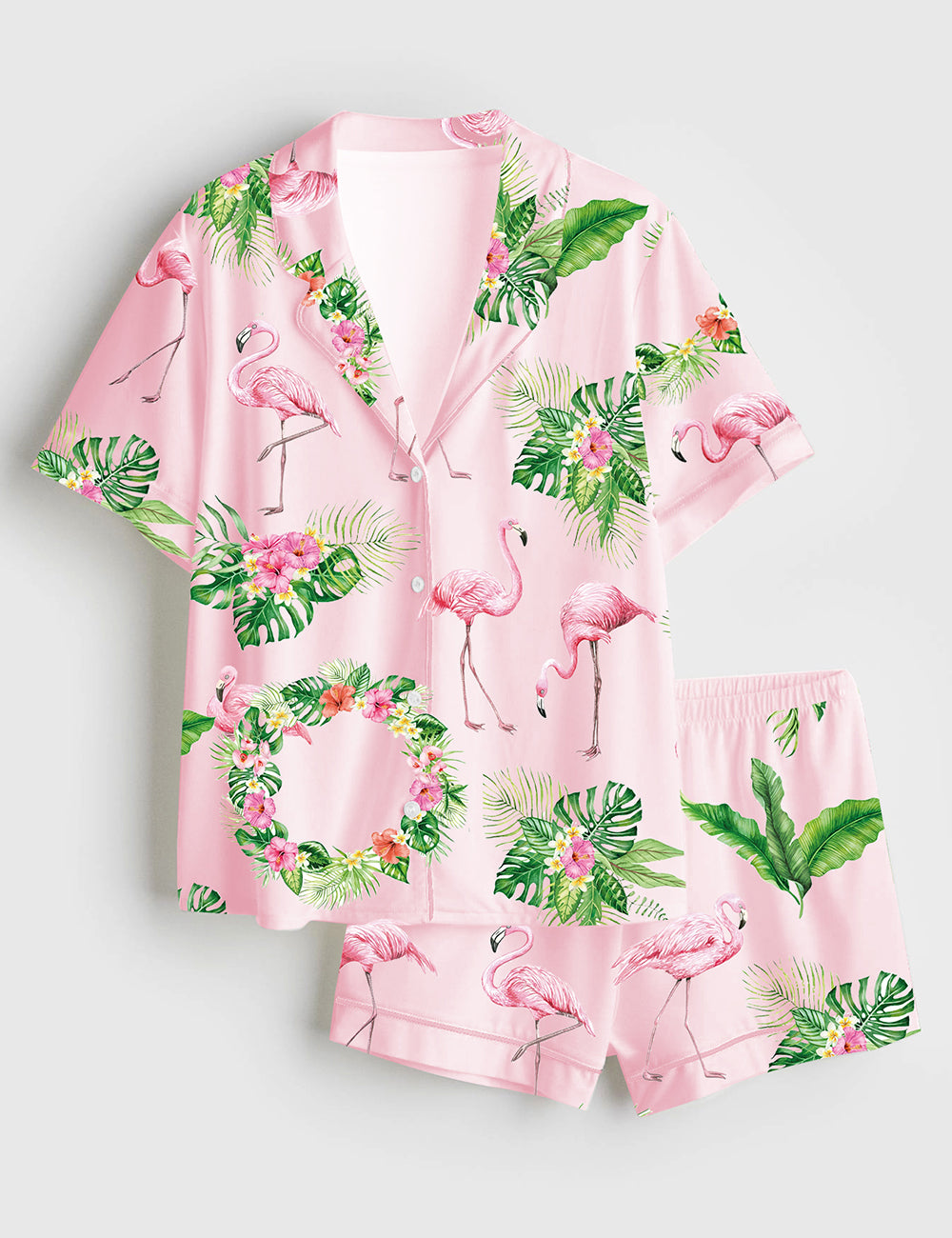 Women's Pink Flamingo Summer Beach Bachelorette Pajama Set