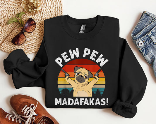 Vintage Retro Pug Pew Pew Madafakas! funny Pug pew pew T-Shirt, Funny T-shirt, Gift For Gamer, T-shirt For Gamer