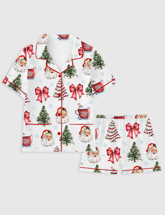Women's Coquette Christmas Short Sleeve Pocket Cotton Pajama Set