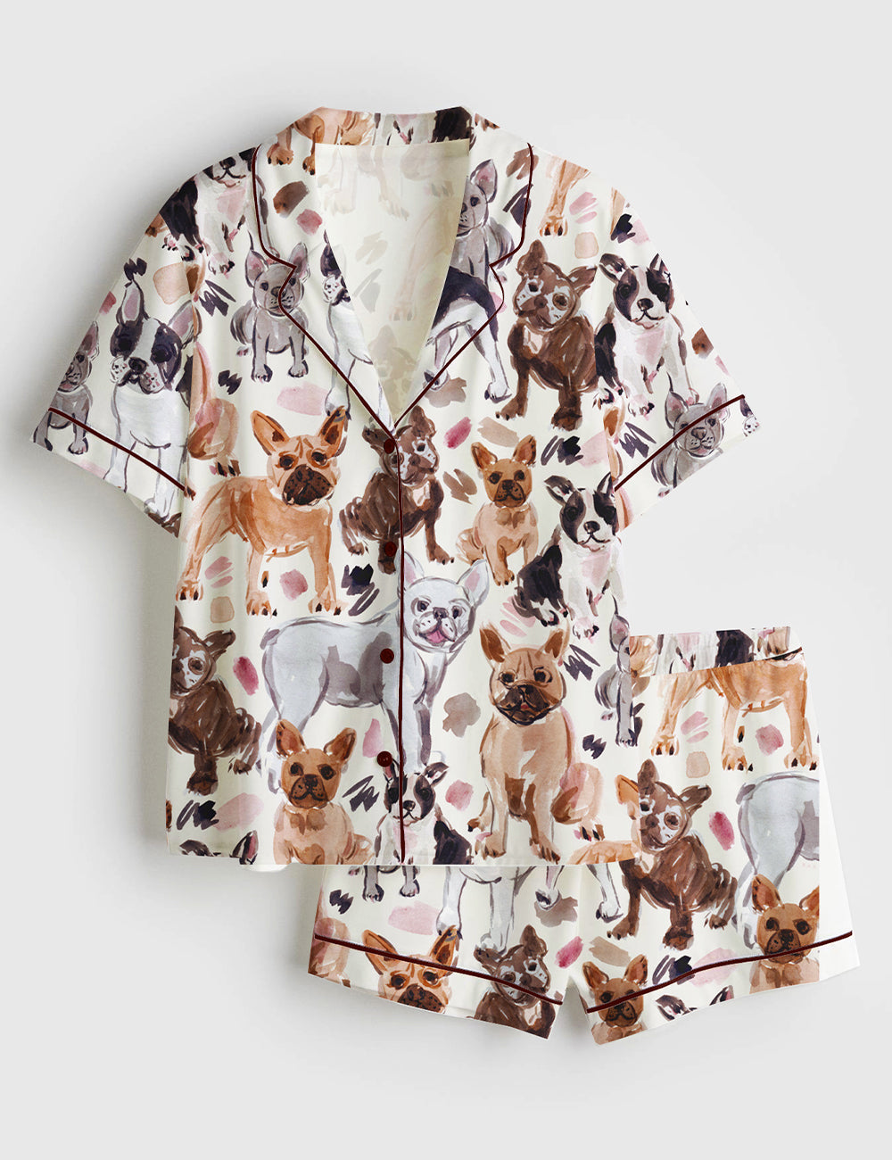 Women’s French Bulldog Lover Short Sleeve Satin Pajama Set