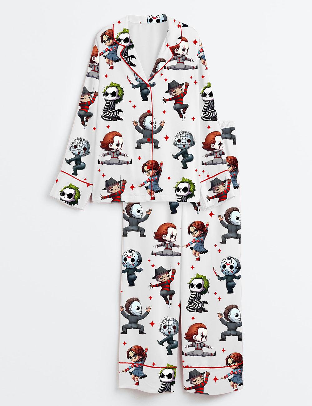 Women’s There's Some Horrors In This House Halloween Long Sleeve Satin Pajama Set