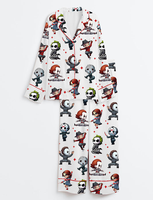 Women’s There's Some Horrors In This House Halloween Long Sleeve Satin Pajama Set