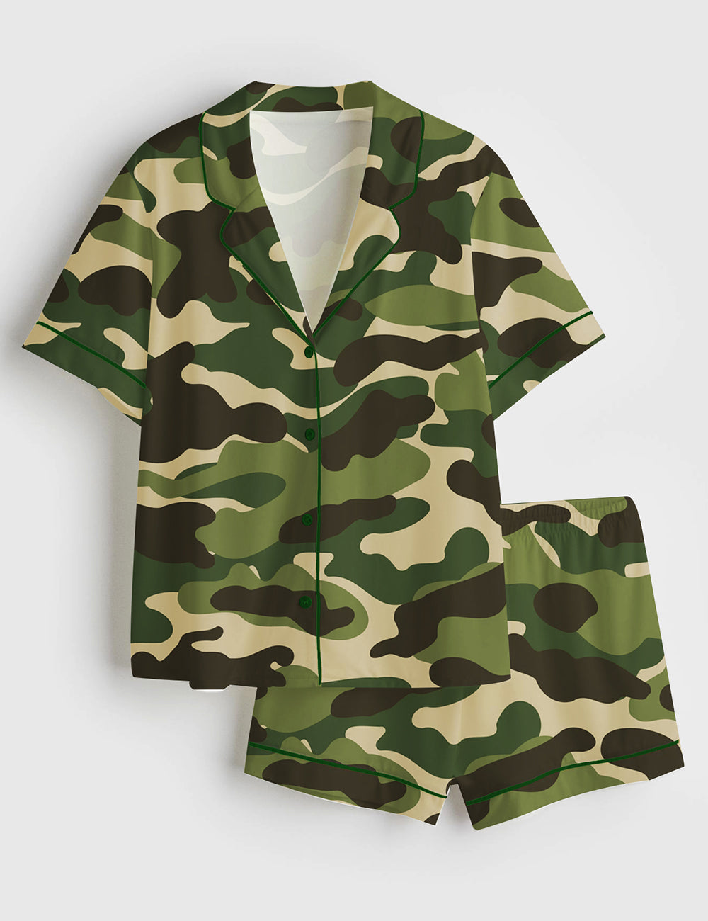 Women's Camouflage Short Sleeve Satin Pajama Set