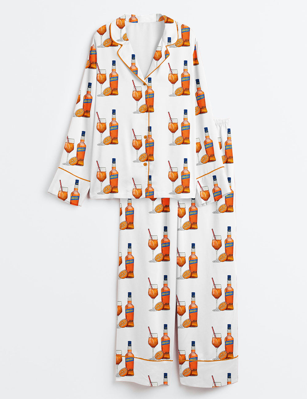 Women’s Aperol Spritz Cocktail Long Sleeve Satin Pajama Set