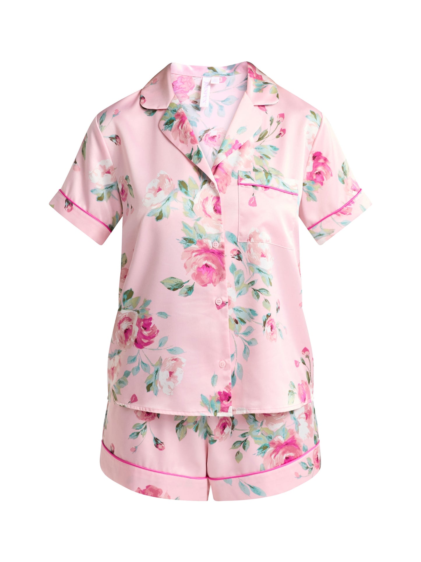 Joyspun Women’s and Women’s Plus Bridal Satin Shortie Pajama Set, Sizes XS to 3X