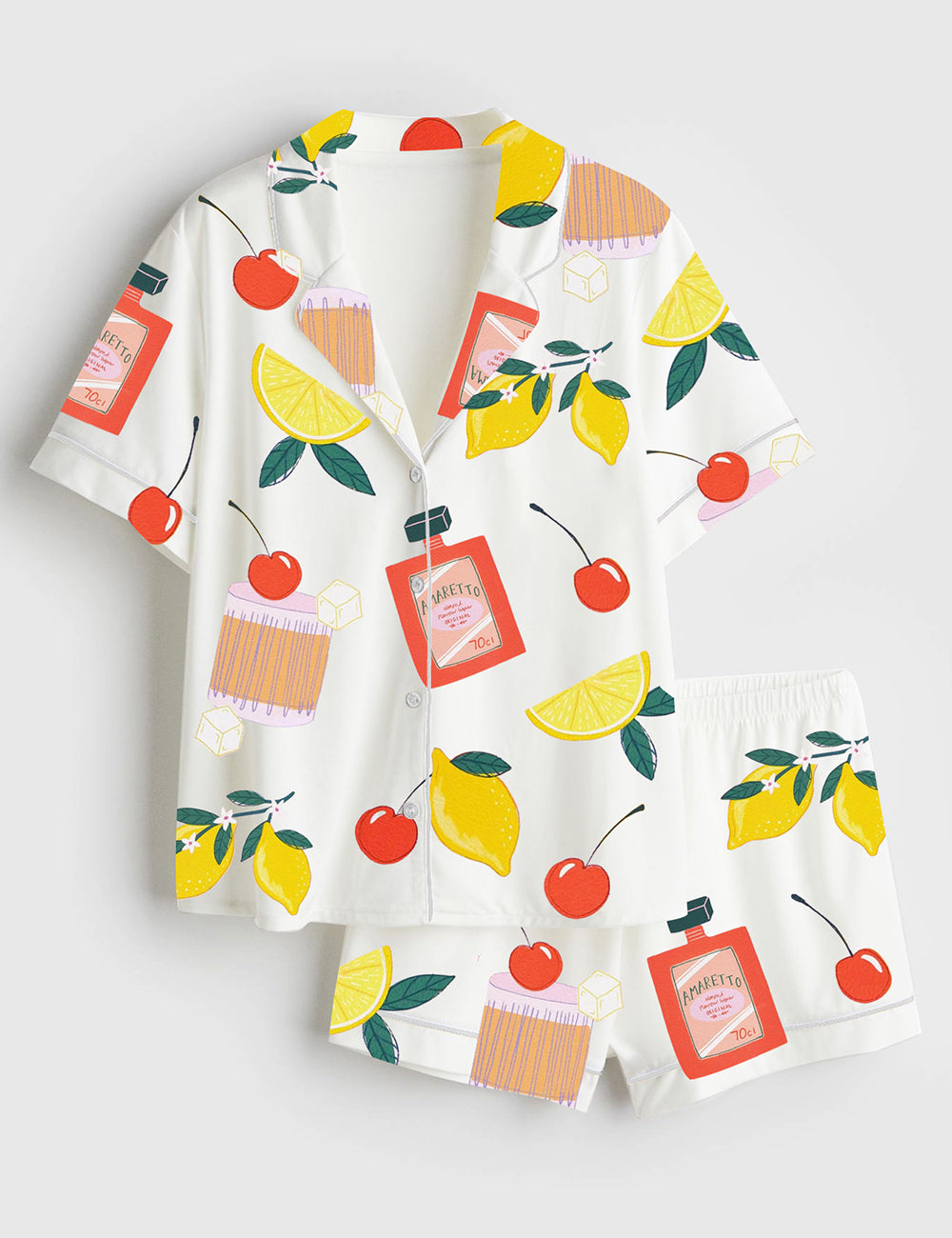 Women’s Amaretto Sour Cocktail Short Sleeve Satin Pajama Set