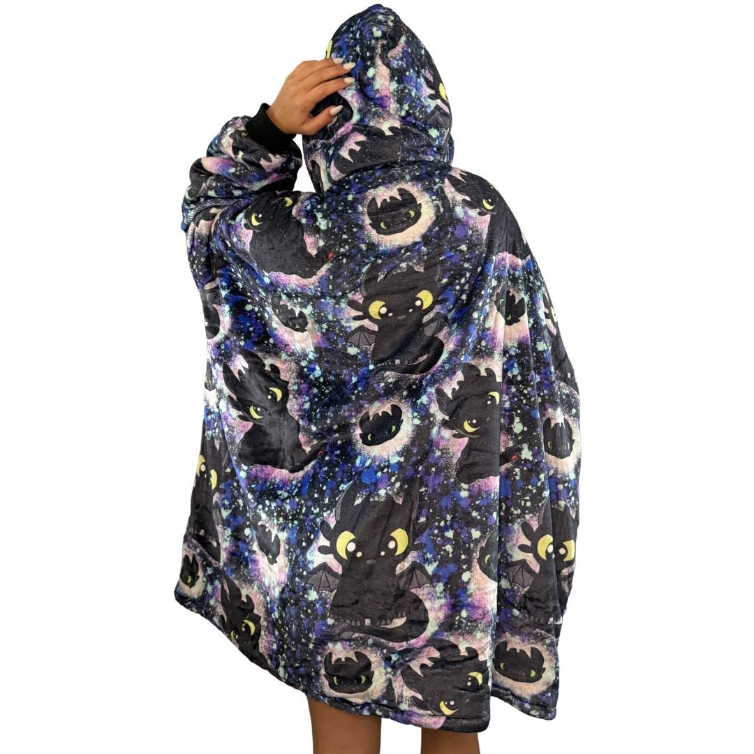 how to train your  Dragon Toothless Oversized wearable Blanket Hoodie Sherpa Hoodie for Adults & Kids