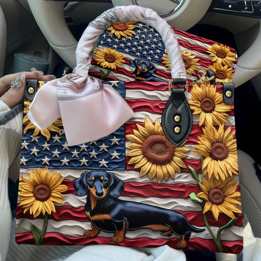Dachshund Leather Bag American Bloom