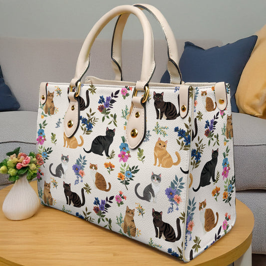 Cat Leather Bag Floral Gentle