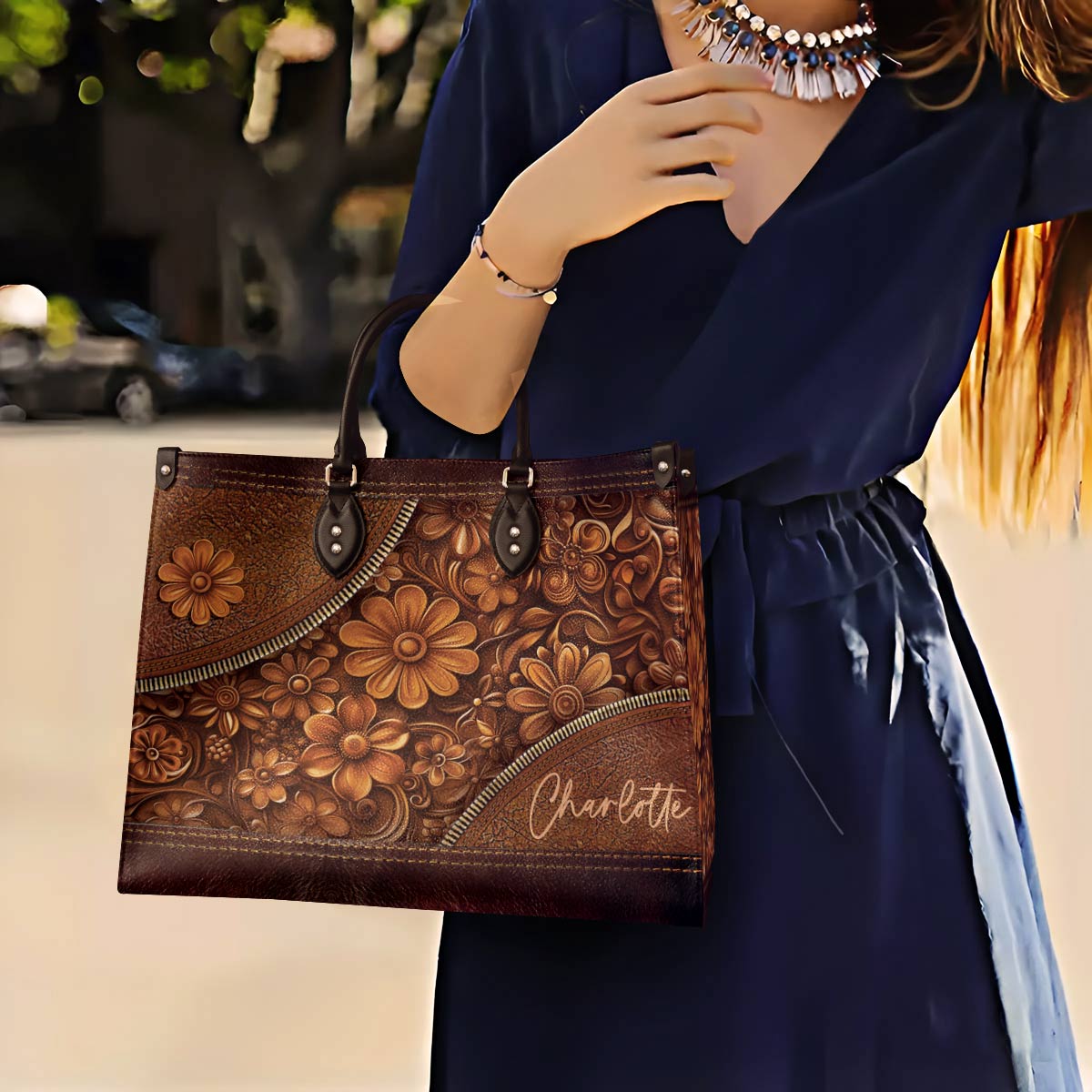 Lorva Personalized Hippie Leather Bag Flower Child