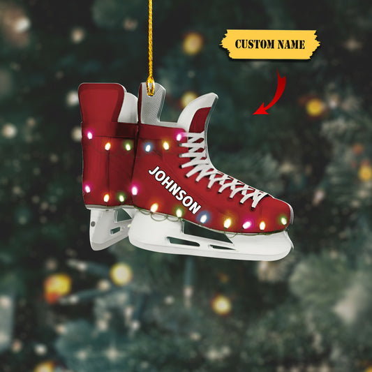 Ice Hockey Skates - Personalized Hockey Acrylic Christmas Ornament - Gift For Hockey Players, Ornament Decoration, Ornament For Gift, Ornament Christmas