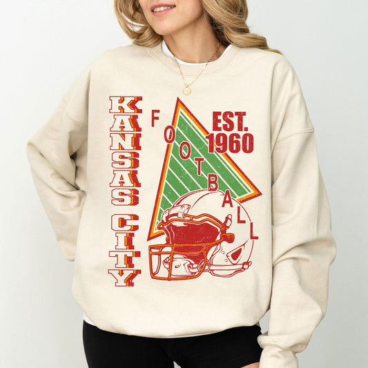 Kansas City Vintage Style Football Sweatshirt, Kansas City Football Crewneck, Kansas City Football T-shirt, Kansas City Fan Gifts Tee