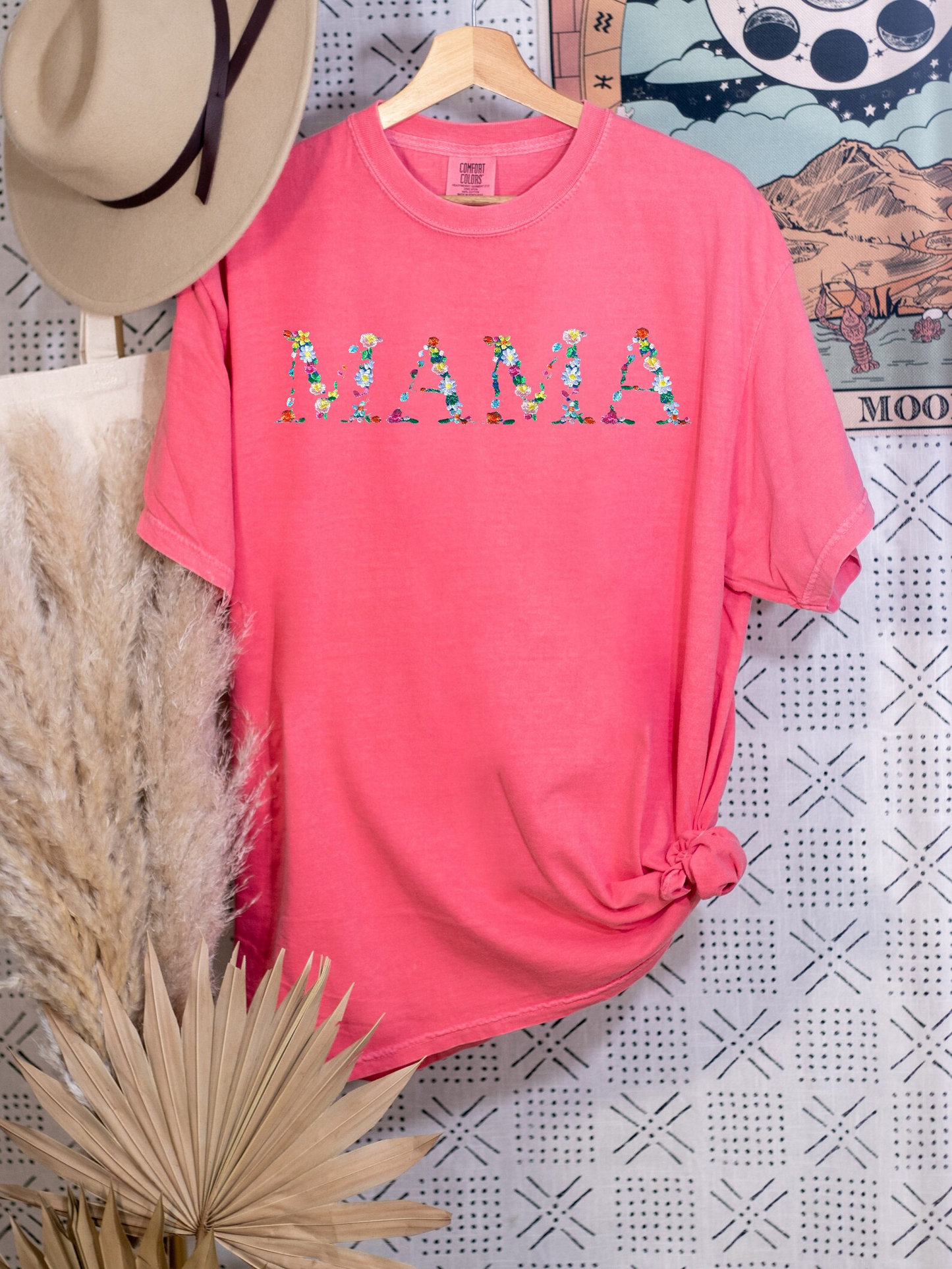 Embroidered floral Mama shirt, Mama Shirt, Mothers Day Gifts, Embroidered T-Shirt Gift, Floral Embroidered Shirt